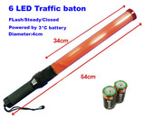 21" 54cm Led Traffic Baton with 3 White LED Headlight