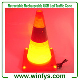 16" Collapsible Retractable USB Rechargeable Led Flashing Safety Traffic Road Cone