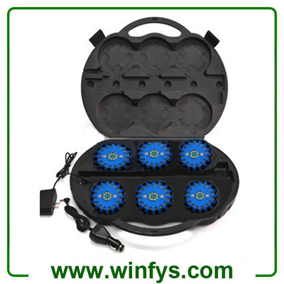  6-Pack Rechargeable 24 Led Road Flares Kits Blue