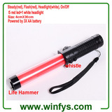 3XAA Battery 12 Inch 30cm Red Led Traffic Wands Led Traffic Batons With Lifehammer and Whistle